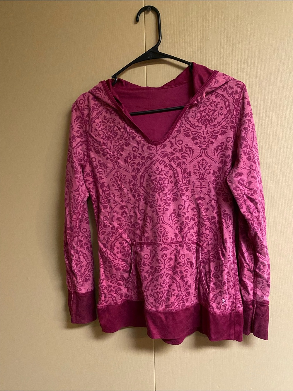 Y2K reversible Pink Patterned Hooded Pullover